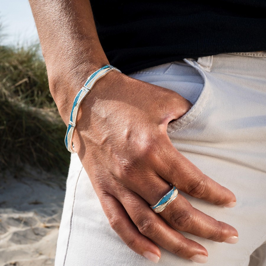 Schmuck Dur schmuck | Armband "Welle Strandsand/Lavasand" Rhodiniert