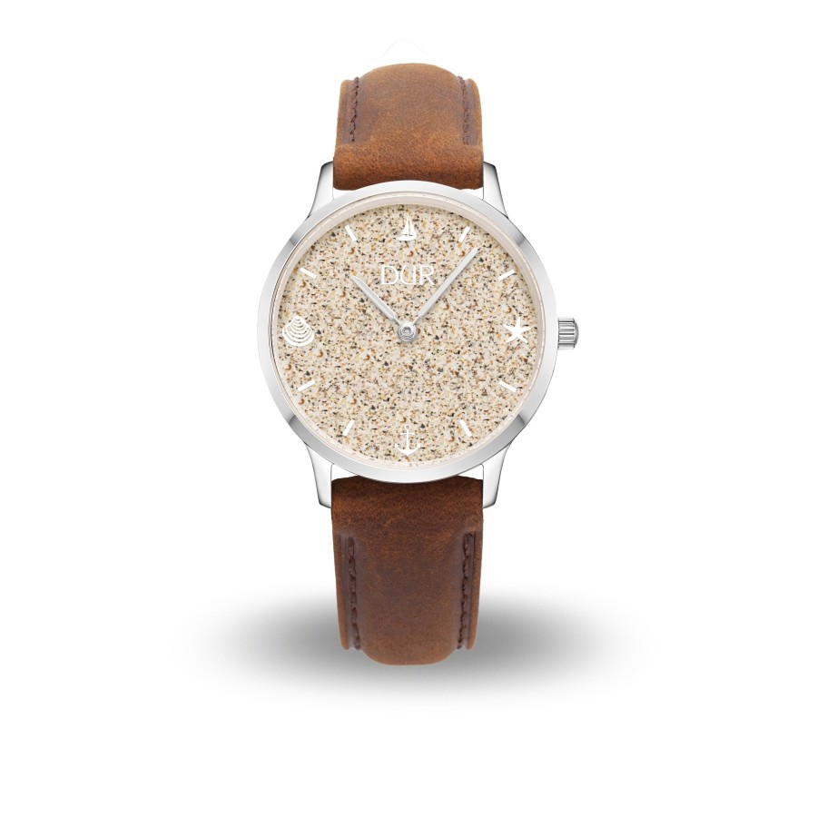 Schmuck Dur schmuck | Dur Uhr 36Er "Maritim" Strandsand, Lederband Braun