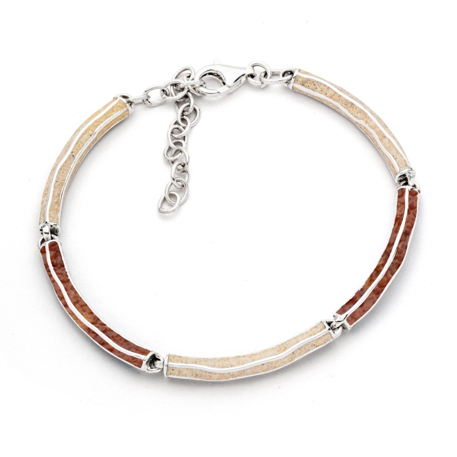 Schmuck Dur schmuck | Armband "Wellenspiel" Strandsand/Bernstein