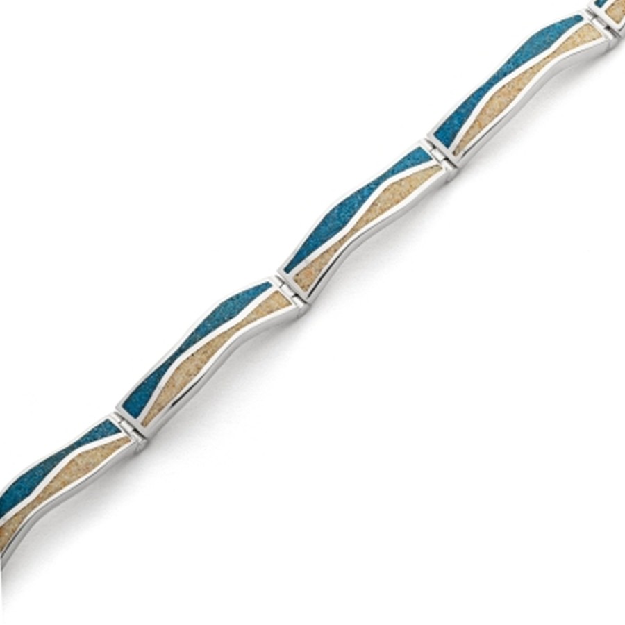 Schmuck Dur schmuck | Armband "Welle Strandsand/Steinsand" 20,5 Cm Rhodiniert