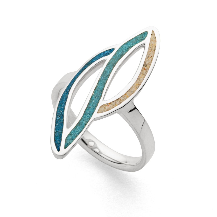 Schmuck Dur schmuck | Ring "Ocean Stream" Strandsand/Blauer Steinsand