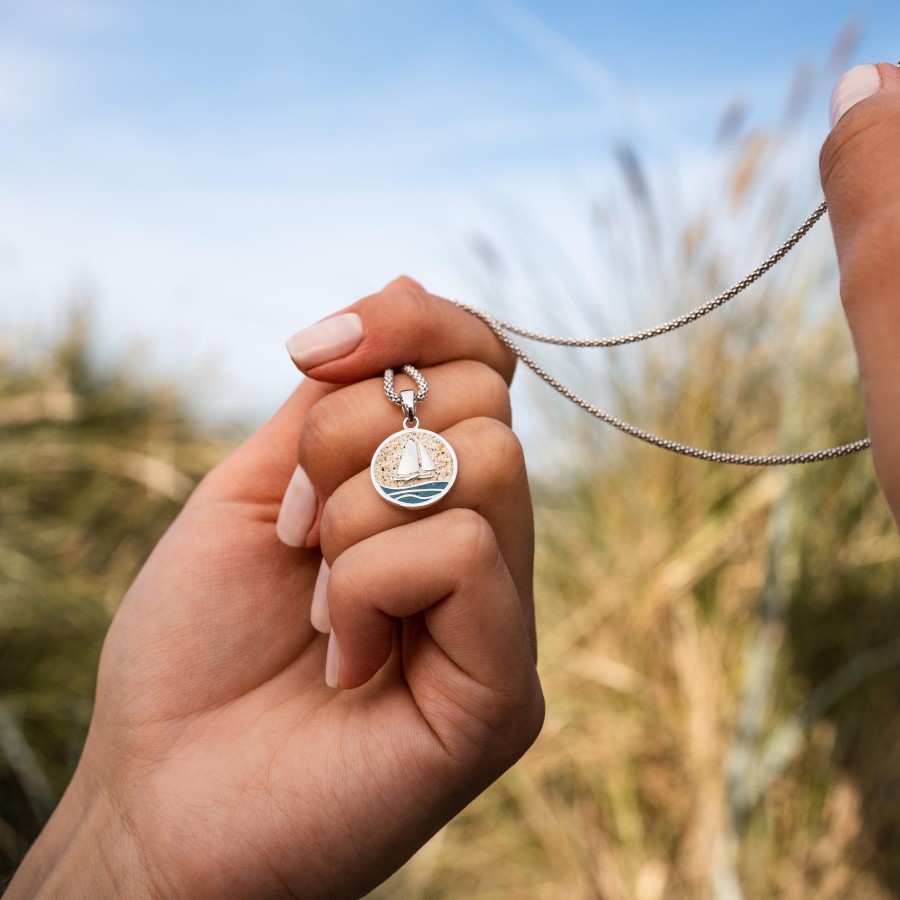 Schmuck Dur schmuck | Anhanger "Ahoi" Strandsand/Steinsand Blau