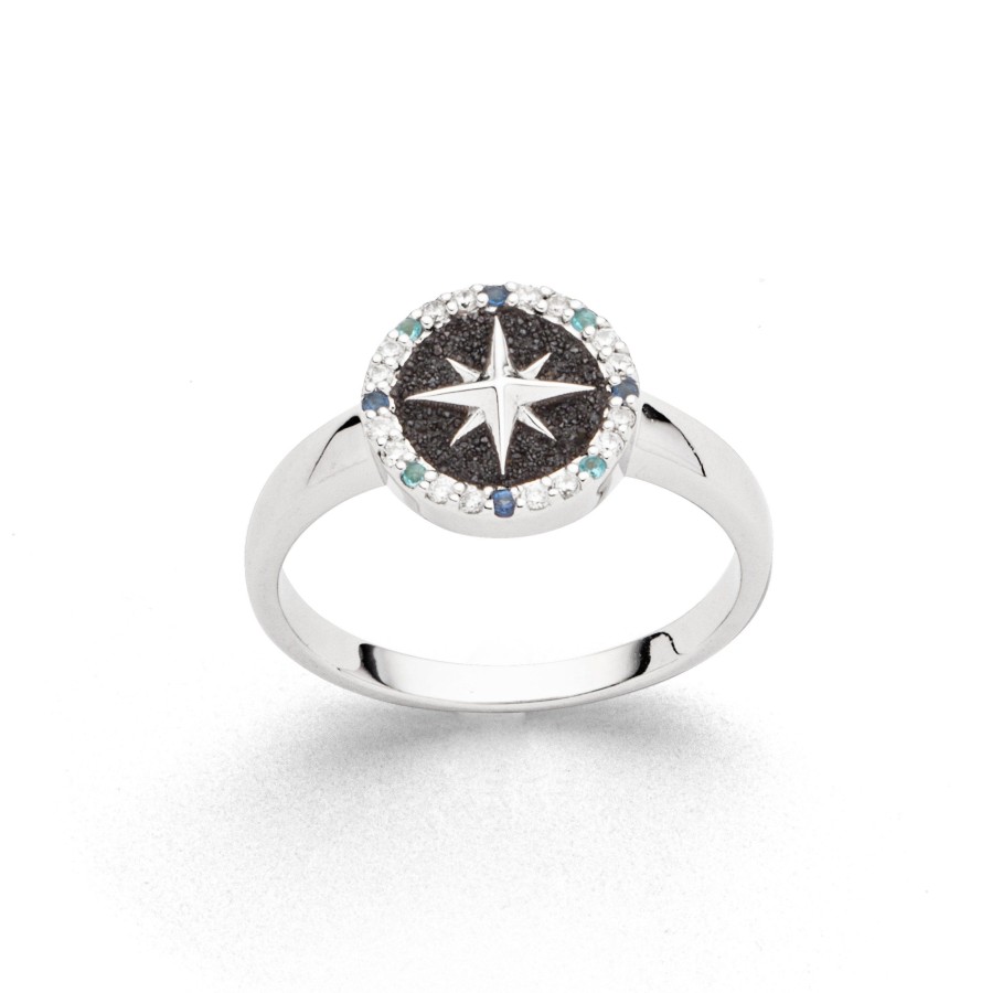 Schmuck Dur schmuck | Ring "Kompassrose 2.0" Zirkonia Und Lavasand