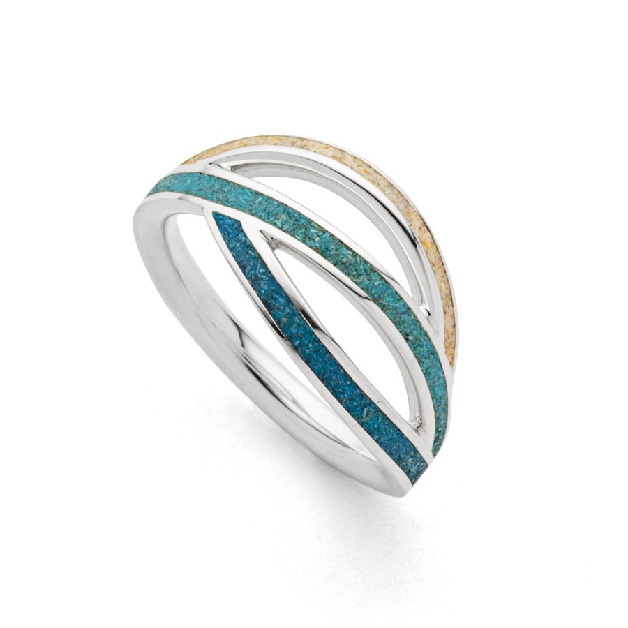 Schmuck Dur schmuck | Ring "Ocean Stream" Strandsand/Blauer Steinsand