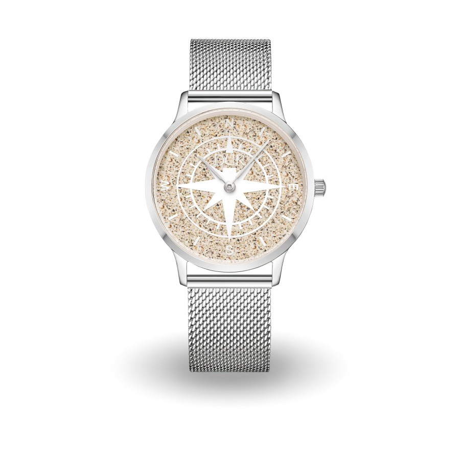 Schmuck Dur schmuck | Dur Uhr 36Er "Kompass" Strandsand, Mesh Band Edelstahl