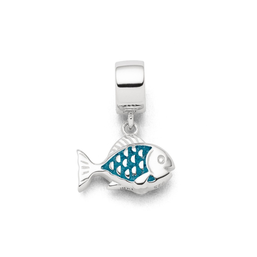 Schmuck Dur schmuck | Charm "Fisch" Steinsand Blau